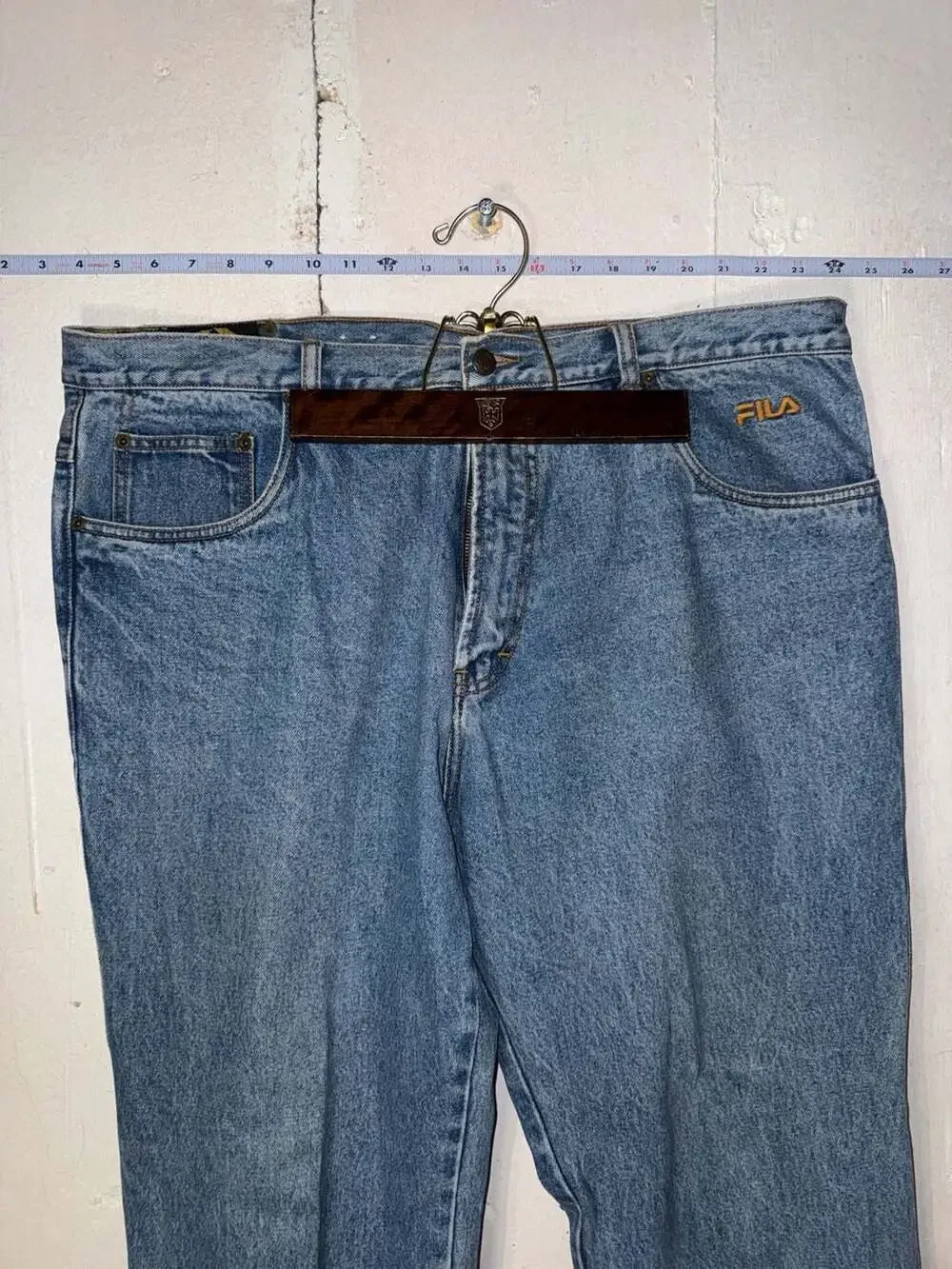 Vintage Fila Relaxed Fit Straight Leg Blue Denim Jeans Size 37x31